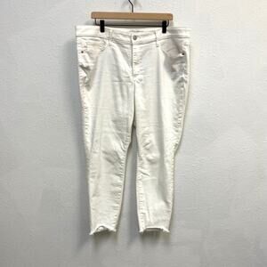 Athleta White Skinny Ankle Jeans 20w Stretch Raw Hem